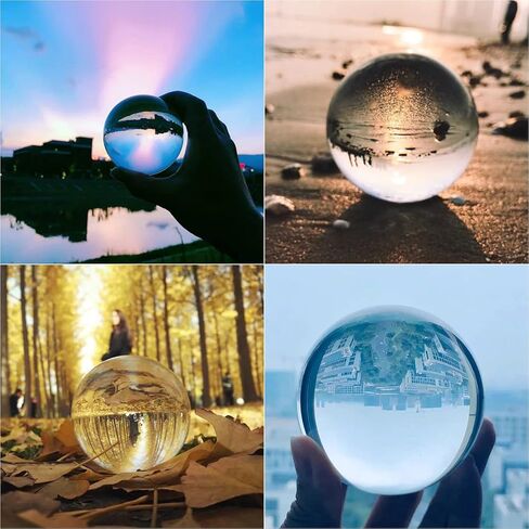 كرات كريستال ZYNERY K9 مع حامل، كرة عدسات كريستالية للتصوير الفوتوغرافي، كرات زجاجية للديكور الفني، عرافة التأمل، إكسسوار التصوير الفوتوغرافي (عبوتان، 60/80 مم، شفاف) in Kuwait