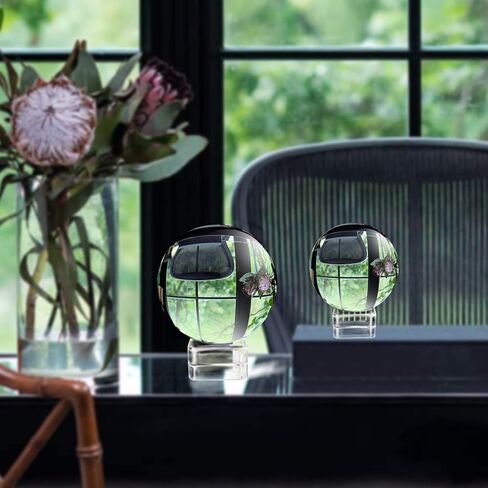 كرات كريستال ZYNERY K9 مع حامل، كرة عدسات كريستالية للتصوير الفوتوغرافي، كرات زجاجية للديكور الفني، عرافة التأمل، إكسسوار التصوير الفوتوغرافي (عبوتان، 60/80 مم، شفاف) in Kuwait