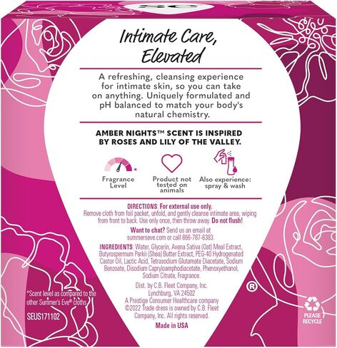 مناديل مبللة أنثوية منعشة يوميًا بالزهور من سمرز ايف، تزيل الرائحة، درجة حموضة متوازنة، 16 قطعة، 12 عبوة in Kuwait