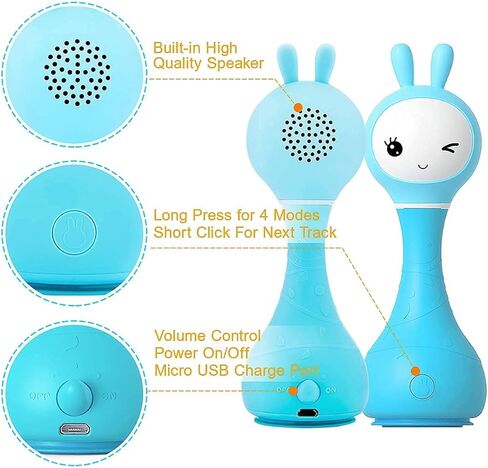 Alilo Bunny Baby Rattle Shaker and Teether Toys,Electronic Rattle Infants Toy,9 Kinds of Color Learning and Educational Toys with Music & Light for 0-6-12 Months, Gift for Newborns Girls Boys Toddlers in Kuwait