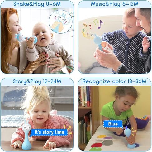 Alilo Bunny Baby Rattle Shaker and Teether Toys,Electronic Rattle Infants Toy,9 Kinds of Color Learning and Educational Toys with Music & Light for 0-6-12 Months, Gift for Newborns Girls Boys Toddlers in Kuwait