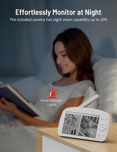HiPP Pro Baby Monitor, 5.5" 1080P Split Screen Baby Video Monitor with Camera and Audio, 2-Way Talk, 5000mAh Battery, HD Night Vision, Pan Tilt Zoom, VOX Mode, 1000ft Range in Saudi Arabia
