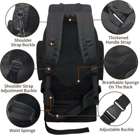 Vaupan Hiking Backpack, 100L Large Camping Backpack, Expandable Waterproof Molle Rucksack, Outdoor Sport Travel Daypack Military Tactical Backpack for Men Women in Kuwait