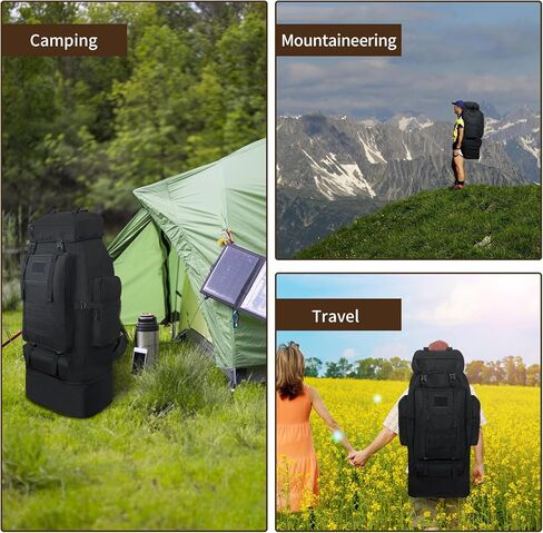 Vaupan Hiking Backpack, 100L Large Camping Backpack, Expandable Waterproof Molle Rucksack, Outdoor Sport Travel Daypack Military Tactical Backpack for Men Women in Kuwait