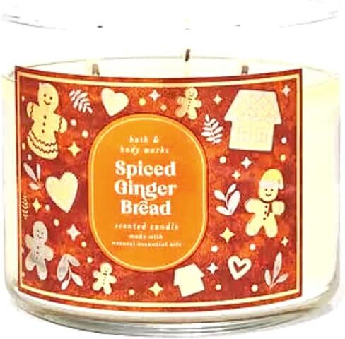 Bath & Body Works, White Barn 3-Wick Candle w/Essential Oils - 14.5 oz - 2021 Christmas Scents! (Spiced Gingerbread) in Saudi Arabia