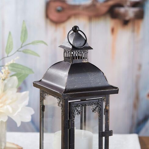Kate Aspen Antique Black Decorative Medium Lantern (14140BK) - Rustic Wedding Decoration or Home Shelf Décor in Kuwait
