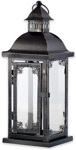 Kate Aspen Antique Black Decorative Medium Lantern (14140BK) - Rustic Wedding Decoration or Home Shelf Décor in Kuwait