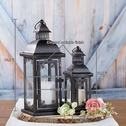Kate Aspen Antique Black Decorative Medium Lantern (14140BK) - Rustic Wedding Decoration or Home Shelf Décor in Kuwait