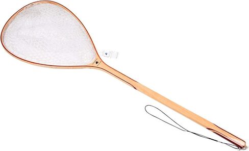 Wooden Fly Fishing Net with Clear Rubber Basket - Large in Saudi Arabia