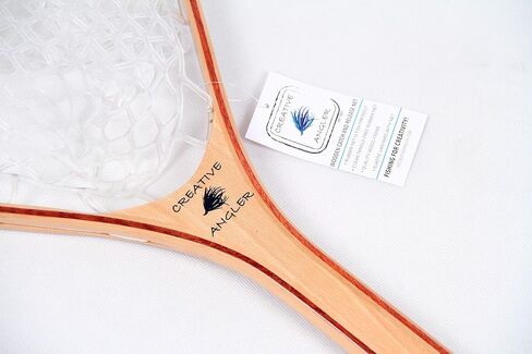 Wooden Fly Fishing Net with Clear Rubber Basket - Large in Saudi Arabia