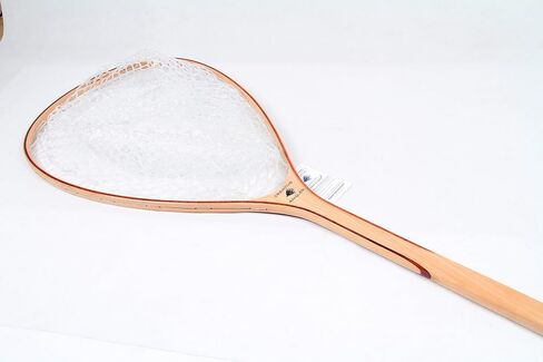 Wooden Fly Fishing Net with Clear Rubber Basket - Large in Saudi Arabia