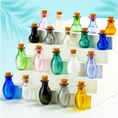 FFNIU Tiny Spell Jars, 20 Pcs Mini Glass Color Bottles, Cute Wishing Bottles Small Glass Potion Bottles With Corks for Wedding Birthday Party DIY Crafts Supplies in Kuwait