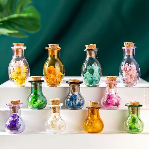 FFNIU Tiny Spell Jars, 20 Pcs Mini Glass Color Bottles, Cute Wishing Bottles Small Glass Potion Bottles With Corks for Wedding Birthday Party DIY Crafts Supplies in Kuwait