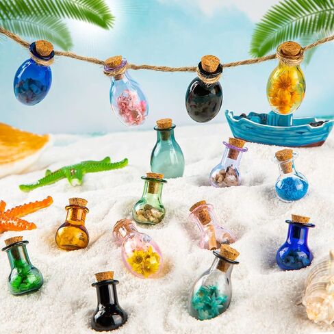 FFNIU Tiny Spell Jars, 20 Pcs Mini Glass Color Bottles, Cute Wishing Bottles Small Glass Potion Bottles With Corks for Wedding Birthday Party DIY Crafts Supplies in Kuwait