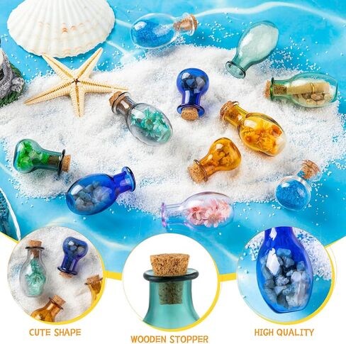 FFNIU Tiny Spell Jars, 20 Pcs Mini Glass Color Bottles, Cute Wishing Bottles Small Glass Potion Bottles With Corks for Wedding Birthday Party DIY Crafts Supplies in Kuwait