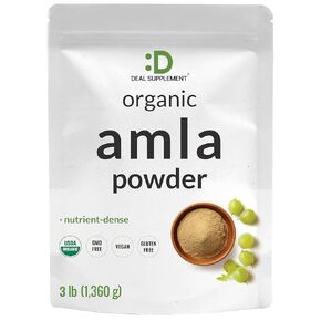Organic Indian Amla Powder, 3lbs – Whole Amalaki Gooseberry Source – Raw Super Fruit – Rich in Vitamins & Antioxidants – Hair, Energy, & Immune Supplement – Non-GMO, Vegan in Kuwait