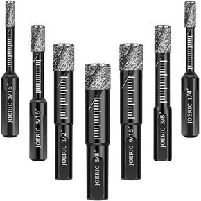 JOERIC Black Dry Diamond Bits Set, 7 PCS Diamond Hole Saw Kit for Granite Marble Tile Ceramic Stone Glass Hard Materials (Not for Wood) Triangle Shank with Size 3/16 to 5/8 inches in Kuwait