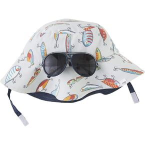 Mud Pie Boys' Baby Sun Hat and Sunglasses Set