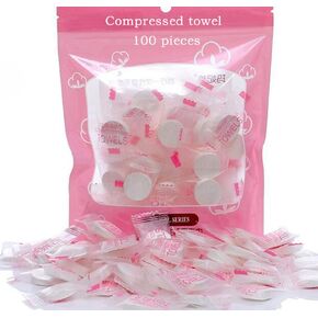 كيكسن منشفة ورقية قابلة للتوسيع محمولة للسفر في الهواء الطلق منشفة قطنية مضغوطة 100 قطعة من المناشف المضغوطة للاستعمال مرة واحدة in Kuwait