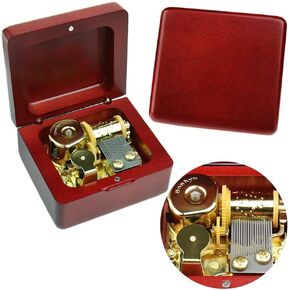 Sinzyo Vintage Wood Carved Mechanism Musical Box Wind Up Music Box Gift for Christmas Merry Go Round of Life Music Box(Wine Red Wooden Box)