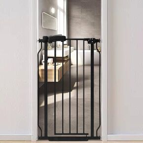 بوابة أطفال واسعة من HEMRORO مقاس 23.3-28 بوصة للمنزل الداخلي، بوابة كلب طويلة جدًا 37.4 بوصة للمداخل والسلالم، بوابة أمان للأطفال مثبتة بالضغط المعدني للحيوانات الأليفة مع المشي والإغلاق التلقائي، أسود in Kuwait