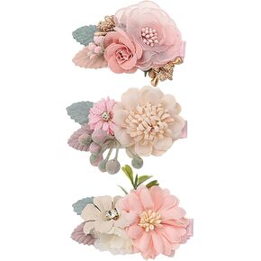 Flymind 3pcs Baby Girls Flower Bow Hair Clips Floral Barrettes Hair Bow Accessories for Newborn Infant Toddler Kids Baby Girls (D) in Kuwait