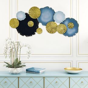 IVANE Metal Wall Art Coastal Decor in Room Centerpiece for Home and Hotel, Hanging Sculpture Decorations in Aesthetic for Entryway, Living Room, Bedroom, Blue, Black and Luxury Gold in Saudi Arabia