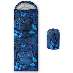 Datura home Kids Sleeping Bag for Boys Girls,Rocket Astronaut Moon Print-Lightweight Warm Portable Outdoor Indoor-Waterproof Cold Weather Resistant Sleeping Bag for Camping Hiking
