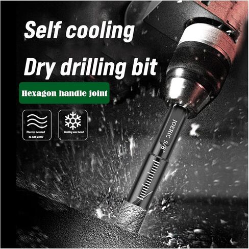 JOERIC Black Dry Diamond Bits Set, 7 PCS Diamond Hole Saw Kit for Granite Marble Tile Ceramic Stone Glass Hard Materials (Not for Wood) Triangle Shank with Size 3/16 to 5/8 inches in Kuwait