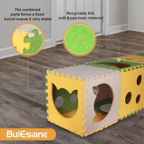 Bulesiane DIY أنفاق القطط القابلة للطي للقطط الداخلية، مكعب القطط، كهف مخبأ للقطط، لعبة أنبوب نفق القطط الأليفة للقطط، لغز مقاوم للماء مكعبات القطط للقطط الصغيرة والمتوسطة الكبيرة، الأرنب، الجرو in Kuwait