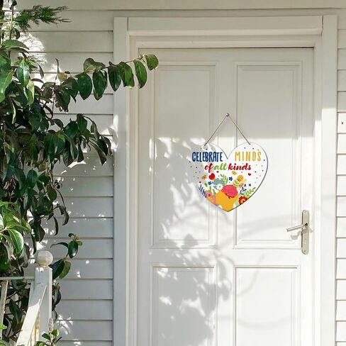 Autism Awareness Wall Door Sign, Inspirational Autism Sign Nursery Classroom Baby Kids Bedroom Wood Hanging Wall Decor Sign Plaque, Motivational Gifts for Autism Child, Celebrate Minds in Saudi Arabia