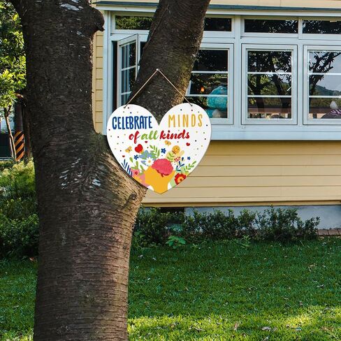 Autism Awareness Wall Door Sign, Inspirational Autism Sign Nursery Classroom Baby Kids Bedroom Wood Hanging Wall Decor Sign Plaque, Motivational Gifts for Autism Child, Celebrate Minds in Saudi Arabia