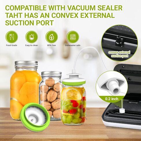 ماسون جرة فراغ السدادة لسداده فراغ FoodSaver، تعليب الجرار فراغ السدادة عدة مع فتاحة غطاء، جرة السدادة ومجموعة خرطوم الملحقات لجرة ماسون واسعة ومنتظمة الفم، متوافق مع معظم السداده فراغ in Kuwait