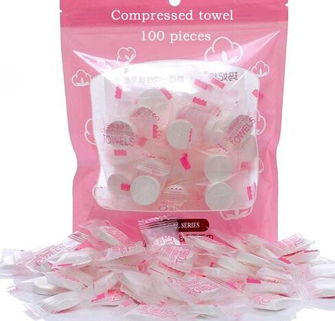 كيكسن منشفة ورقية قابلة للتوسيع محمولة للسفر في الهواء الطلق منشفة قطنية مضغوطة 100 قطعة من المناشف المضغوطة للاستعمال مرة واحدة in Kuwait