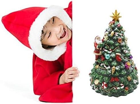 شجرة عيد الميلاد مع تيدي بير من لايت آدر، هدايا وموسيقى عيد الميلاد تلعب في مادة البولي الراتنج in Kuwait