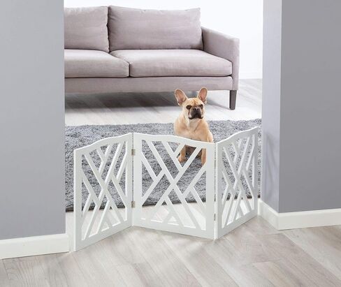 Adjustable 3 Section Indoor/Outdoor Wood Lattice Criss Cross Pet Gate in Saudi Arabia