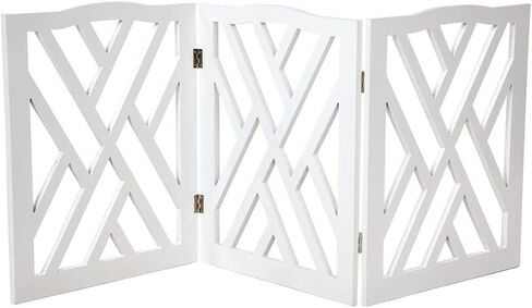 Adjustable 3 Section Indoor/Outdoor Wood Lattice Criss Cross Pet Gate in Saudi Arabia