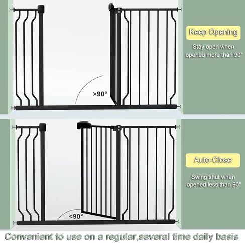 بوابة أطفال واسعة من HEMRORO مقاس 23.3-28 بوصة للمنزل الداخلي، بوابة كلب طويلة جدًا 37.4 بوصة للمداخل والسلالم، بوابة أمان للأطفال مثبتة بالضغط المعدني للحيوانات الأليفة مع المشي والإغلاق التلقائي، أسود in Kuwait