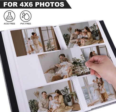 ألبوم صور مقاس 4 × 6 300 ألبوم صور غلاف شخصي كتاب صور لحفلات الزفاف والذكرى السنوية للعائلة وكتاب صور رمادي 300 جيوب in Kuwait