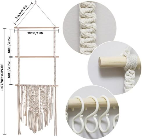 Headband Holder Hair Bows Organizer For Baby Girls Hair Clip Accessories Organizer Storage Necklace Display with 20 Hooks For Toddler Girl Boho Nursery Wall Hanging Decor in Saudi Arabia