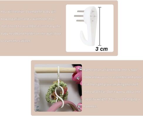 Headband Holder Hair Bows Organizer For Baby Girls Hair Clip Accessories Organizer Storage Necklace Display with 20 Hooks For Toddler Girl Boho Nursery Wall Hanging Decor in Saudi Arabia