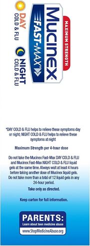 Mucinex Fast-Max Max Strength، المواد الهلامية السائلة للبرد والإنفلونزا أثناء النهار والإنفلونزا والليل (عبوة من 3 قطع)، 72 قطعة (قد تختلف التعبئة) in Saudi Arabia