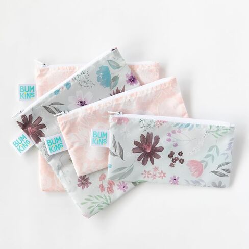 Bumkins Reusable Sandwich and Snack Bags, for Kids Lunch Bags and for Adults, Washable Fabric, Cloth Zip Bag, Dishwasher-Safe, Food-Safe, Safety Tested (4-Pack) in Saudi Arabia
