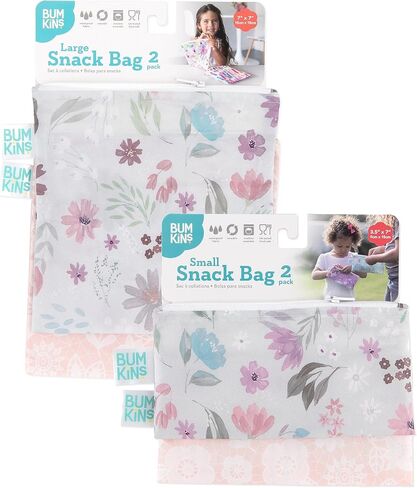 Bumkins Reusable Sandwich and Snack Bags, for Kids Lunch Bags and for Adults, Washable Fabric, Cloth Zip Bag, Dishwasher-Safe, Food-Safe, Safety Tested (4-Pack) in Saudi Arabia