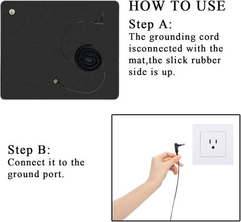 WAUZOBLE Grounding Mat Grounding Mouse Pad, Reduce Pain Inflammation Stress,Benefitial Grounding Products Computer Laptop Portable Black Non-Slip Rubber Base Study and Working(9.8'' x 11.8'') in Kuwait