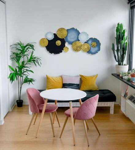 IVANE Metal Wall Art Coastal Decor in Room Centerpiece for Home and Hotel, Hanging Sculpture Decorations in Aesthetic for Entryway, Living Room, Bedroom, Blue, Black and Luxury Gold in Saudi Arabia
