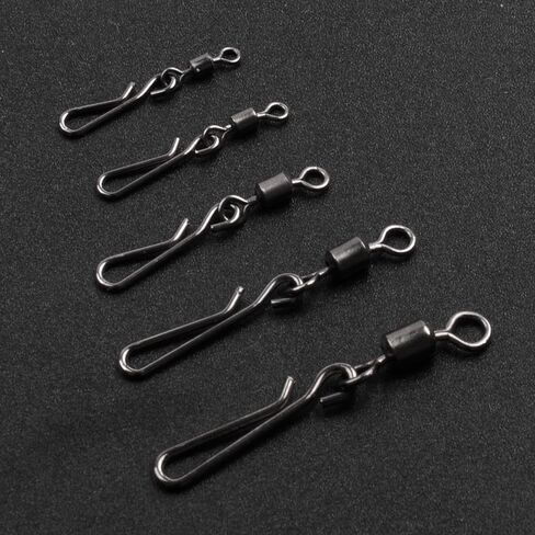 SILANON Fishing Barrel Snap Swivels Kit,160pcs Rolling Barrel Swivels with Hanging Snap Stainless Steel Fishing Snap Clips Quick Change Speed Clips Swivels Fishing Tackle Connector in Saudi Arabia