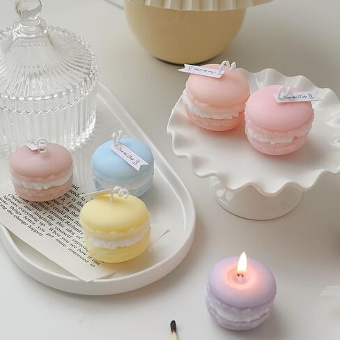 Macaron Shaped Scented Candle,60G Aroma Soy Wax Decorative Candle for Table Photo Prop Birthday,Prefect Gift for Meditation Stress Relief Mood Boosting Bath Yoga (Green) in Kuwait