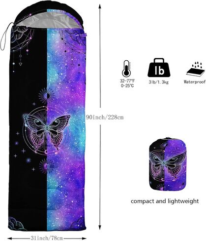 Datura home Kids Sleeping Bag for Boys Girls,Rocket Astronaut Moon Print-Lightweight Warm Portable Outdoor Indoor-Waterproof Cold Weather Resistant Sleeping Bag for Camping Hiking in Saudi Arabia
