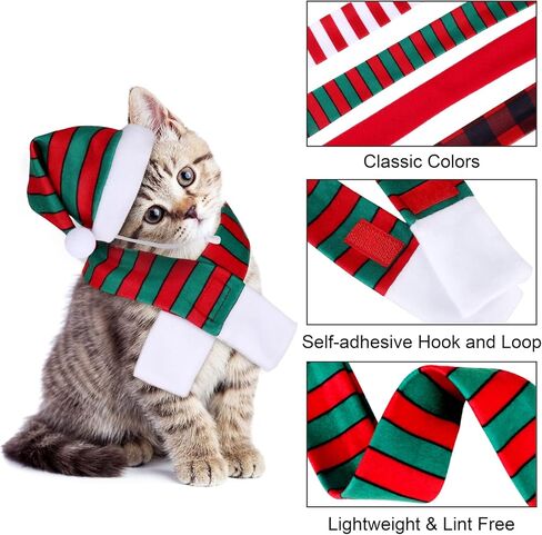بيدغوت مجموعة مكونة من 8 قطع من قبعة الكريسماس للحيوانات الاليفة قابلة للتعديل للشتاء للقطط والكلاب سانتا قبعة ووشاح للكريسماس والحفلات التنكرية اللطيفة للكلاب والقطط in Kuwait